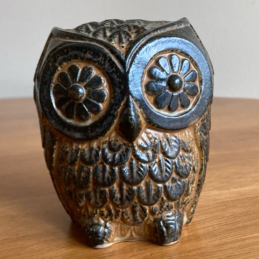Pottery owl incense burner